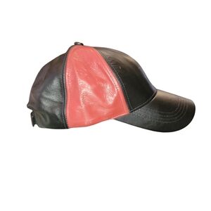 Stylish Black and Red Leather Cap
